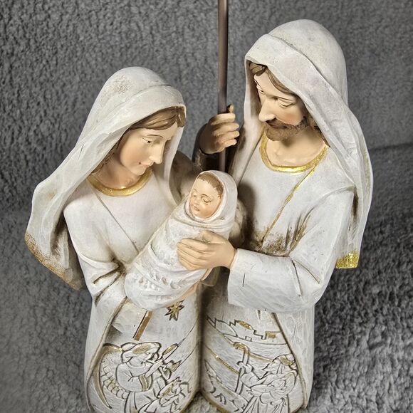 Napco Christmas Holy Family Carved Bethlehem Scene Nativity Figure Tall 13" Gold - Picture 5 of 11